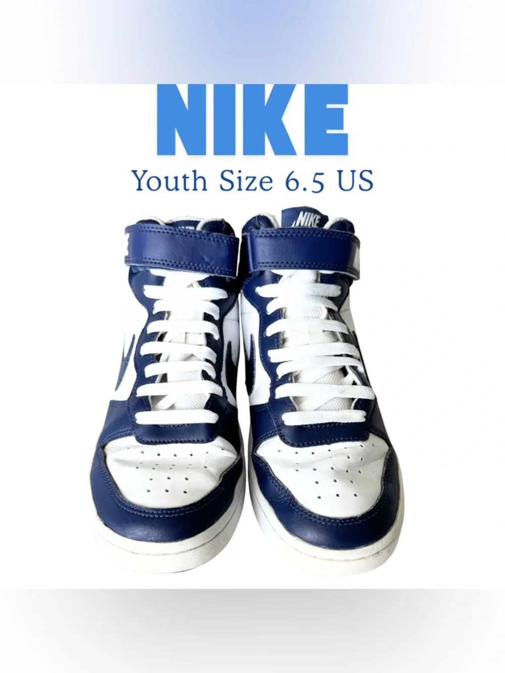 Youth 6.5 Nike High Top Blue White Sneakers – Excellent‎ Gently Worn